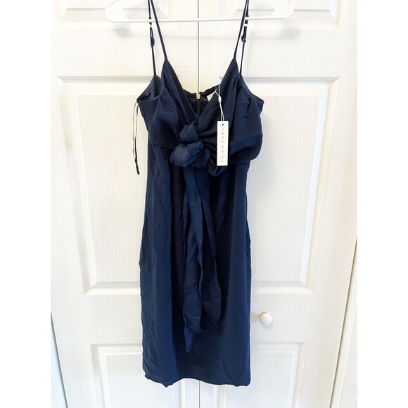 Trina Turk Women's Starry Navy Blue Dress Draped Crepe Tie Front  Size 6 NWT - Picture 4 of 13